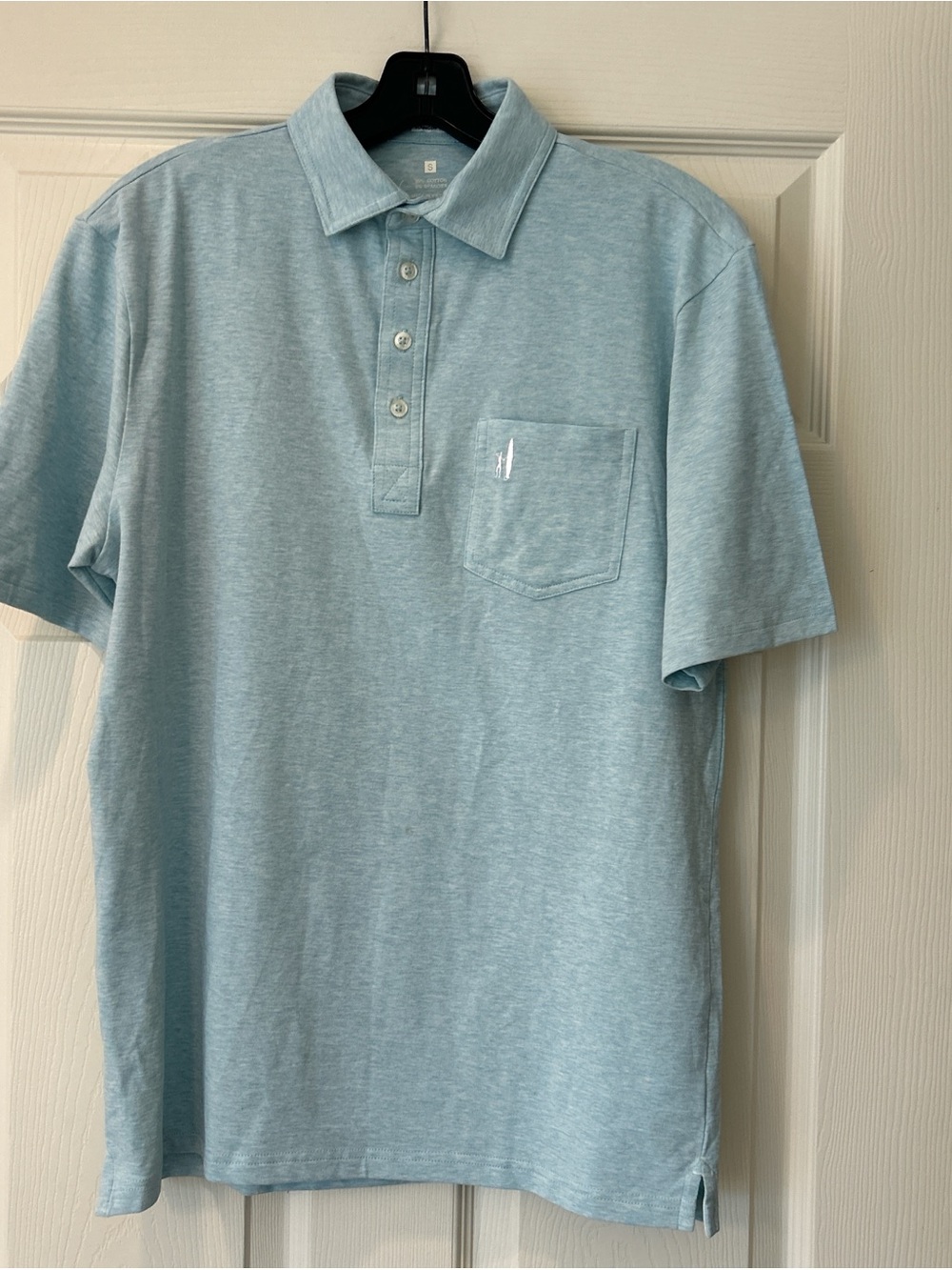johnnie-O Heathered Sky Blue Short-Sleeve Polo with Chest Pocket